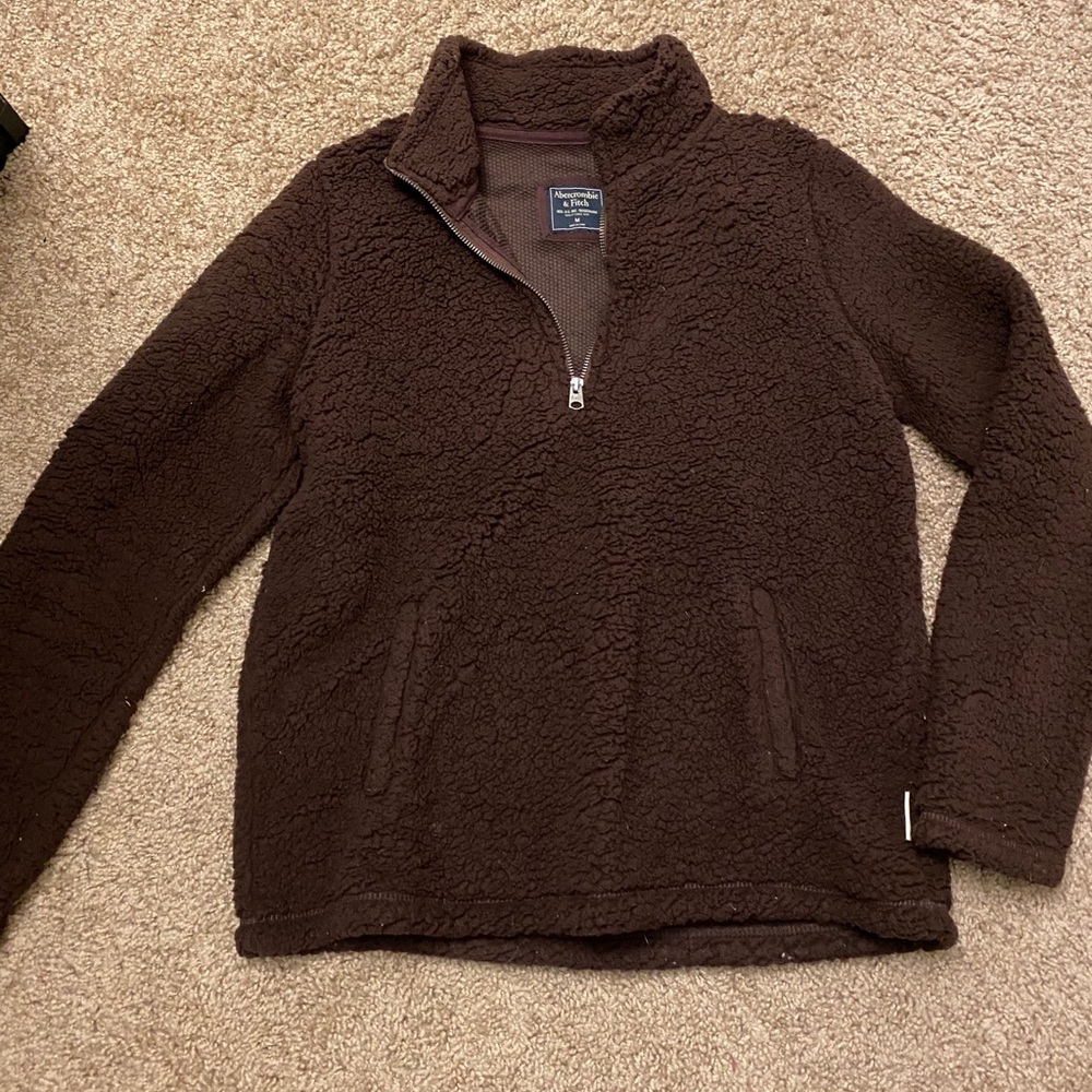 Abercrombie Burgundy Quarter Zip Sherpa